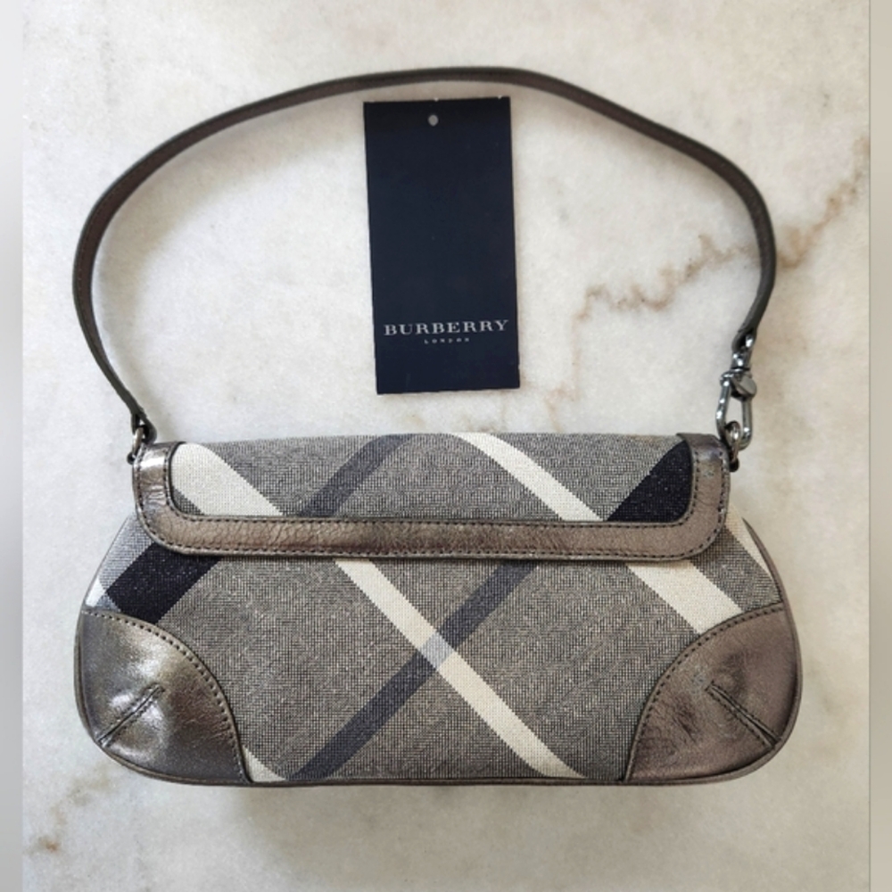 Burberry Pewter Mini Clutch Pochette Bag Purse Clutch π - Picture 4 of 9